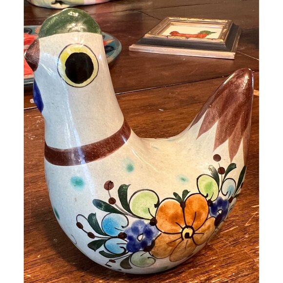 Hand-Painted Mexican Ceramic Bird Figurines Set Of 2 Vintage Floral Folk Art Déc - Picture 3 of 11